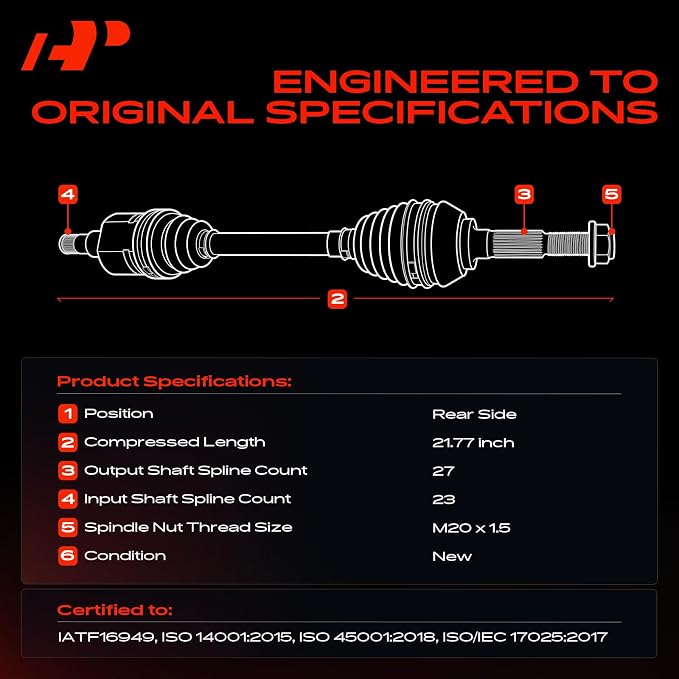 A-Premium CV Axle Shaft Assembly Compatible with Yamaha Grizzly 700 2016-2022, Rear Left or Right, Replace# 2UD-2531H-00-00, 2UD-2531H-01-00