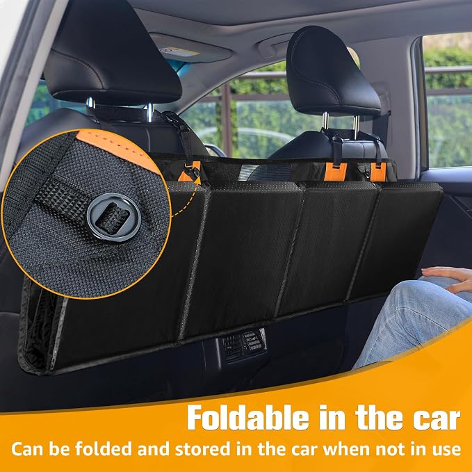 PETICON Back Seat Extender for Dogs, Hard Bottom Dog Car Seat Cover+Waterproof 6in Memory Foam Dog Car Seat for Small Medium Dogs