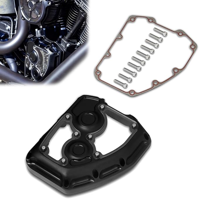 CNC Clarity Black Cam Cover for Harley Davidson Twin Cam Engine Softail Fat Boy Dyna 2001-2017 Touring Road King Street Glide FLHX 2006-2016 (All Black)