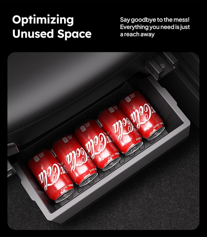 Wigoo Under Seat Storage Box for Tesla Cybertruck, 2 Pack TPE Underseat Storage Tray, Secure No-Slide Installation Design