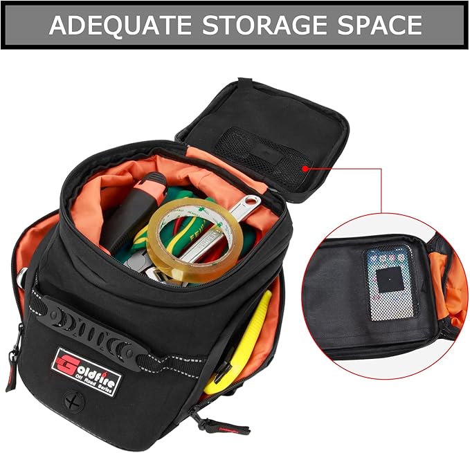 PSLER Motorcycle Tank Bag,Gas Oil Fuel Tank Bag,Waterproof Saddle Bag Reflective Shoulder Bag,2022 Upgraded (Black)