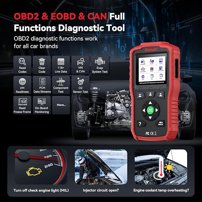 iCarsoft LR V1.0 for Land Rover/Jaguar OBD2 Scanner, All System Diagnostic Scan Tool Oil/SAS Reset Battery Test CAN Car Code Reader,DTC Lookup, 118 Live Data, VIN, Freeze Frame
