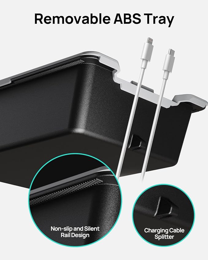 HALOBLK Center Console Organizer Tray, Two-Tier Removable Design Compatible with Tesla Model 3 (2021-2023) Model Y (2021-2024)