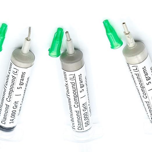TechDiamondTools Kit of 3 Diamond Polishing Compound Polishing Paste USA Made 5000 14000 50000 Grit for Marble Glass Metal Rock Jewelry Resin Silver Gemstone with 10% of Diamond Powder