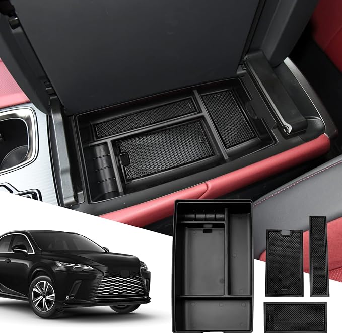 SXCY for 2023 2024 2025 2026 Lexus RX 350 Center Console Organizer 2023 2024 2025 2026 RX 350 Accessories Console Tray for 2024-2026 RX Hybrid RX 350h/ RX 500h F Sport Premium+/ Luxury
