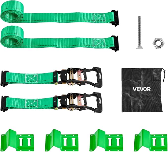 VEVOR Wheel Chock Tie-Down Kit, Chock-Style Trailer Tie Down Strap, Car Tie Down Kit with Buckle, Break Strength 4380 lbs & Working Load 1460 lbs Motorcycle System for ATVs, UTVs & Trailers