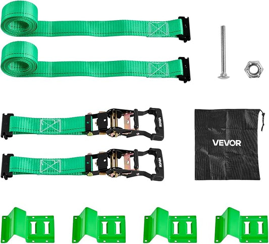 VEVOR Wheel Chock Tie-Down Kit, Chock-Style Trailer Tie Down Strap, Car Tie Down Kit with Buckle, Break Strength 4380 lbs & Working Load 1460 lbs Motorcycle System for ATVs, UTVs & Trailers