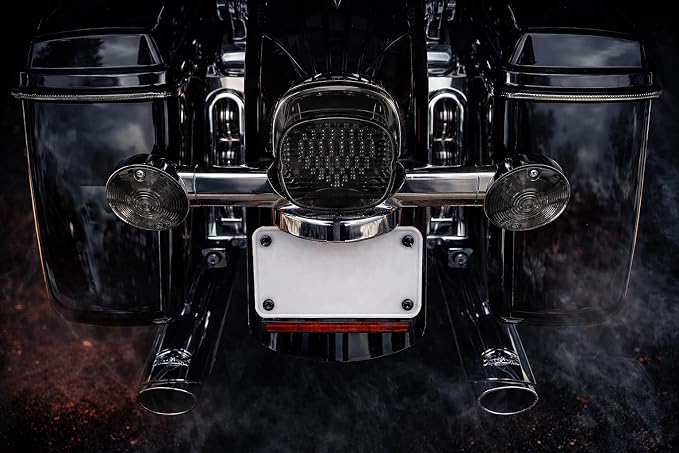 Eagle Lights Flashing Strobe Layback LED Tail Brake Light Kit Compatible With Harley Davidson Motorcycles - No License Plate Window