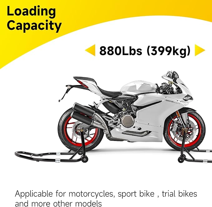 Motorcycle Stand Front Rear Wheel Lift Combo Swingarm Spool Peddock Stands for Yamaha Honda Kawasaki Suzuki U+L Black