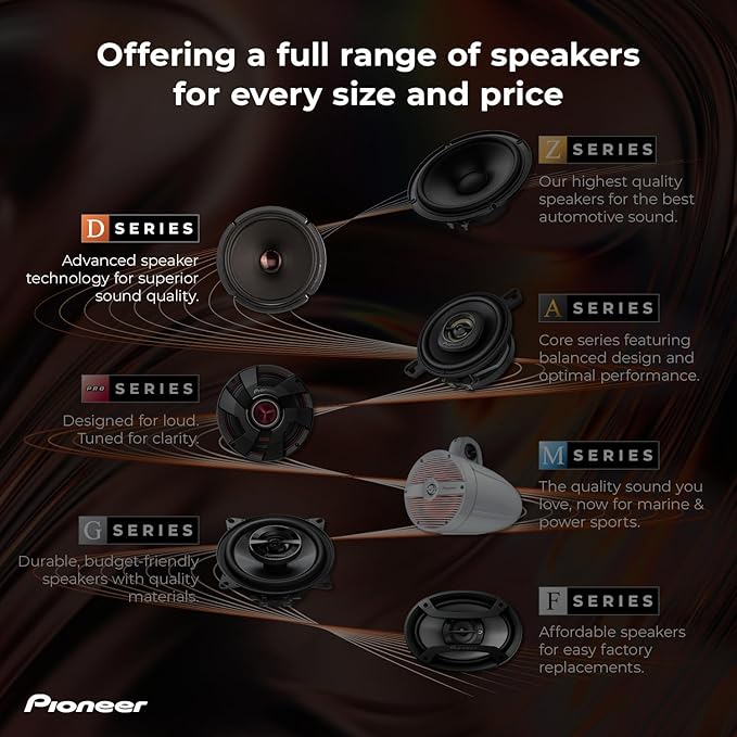 PIONEER D-Series TS-D65C 6.5” 2-Way Speakers (Pair) – 270W Max, Crisp Highs + Clear Vocals, Ideal Factory Upgrade, Add an Amplifier for Even Better Performance