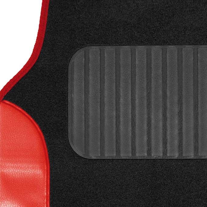 carXS Forza Series Red Covers Full Set Combo with Car Floor Mats – Front and Rear Bench Seat & Floor Protector , Interior Covers for Auto Truck Van SUV