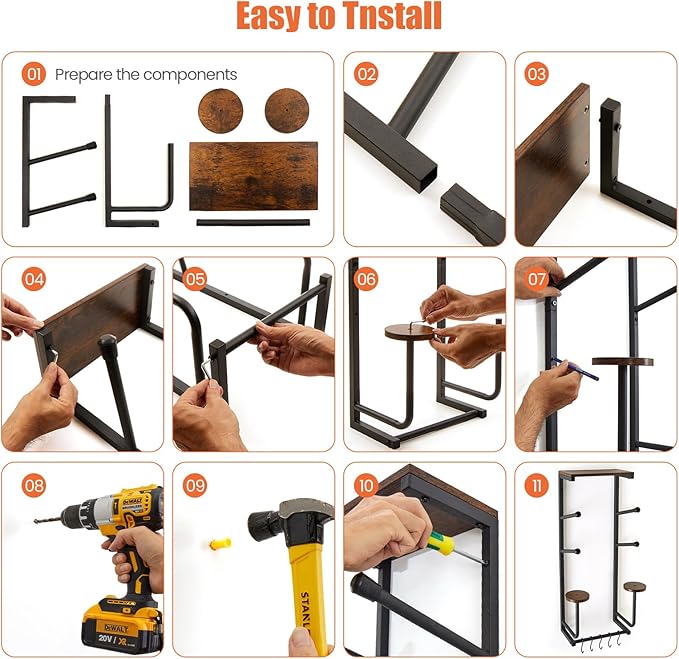 Skateboard Wall Mount Rack — Horizontal Multi-Board Display Shelf & Hanger, Longboard Deck Cruiser Holder, Wooden Helmet Stands & Accessories Hooks, Home Garage Wall Storage Organizer (Black)