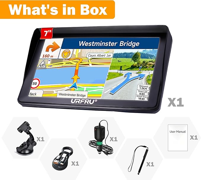 7-inch GPS Navigator for Car Truck RV Pickup, 2026 Offline Map with Free Updates Lifetime, Big HD Touchscreen, Satallete Navigation, Voice Guidance, Speed & Traffic Alerts, Custom Truck Routing