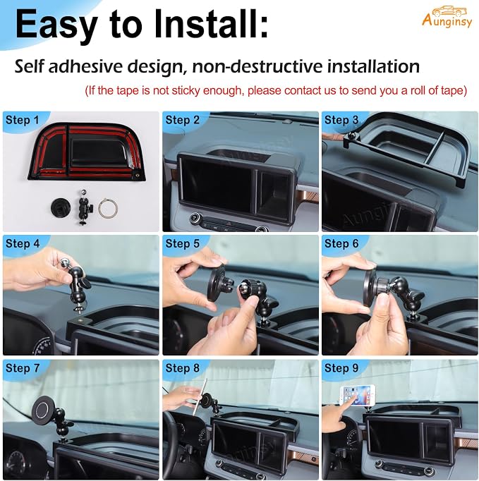 Aunginsy Center Console Dashboard Storage Tray with Magnetic Phone Holder Compatible with Ford Maverick 2022-2024 Instrument Multi-Functional Mobile Phone Mount Storage Box Organizer Tray Accessories