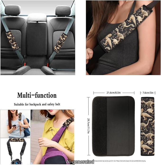 Ystardream Car Interior Seat Cover Full Set Vintage Dinosaur Seat Covers for Car for Women Automotive Vehicle Cushion Cover for Cars SUV Pick-up Truck Universal Fit for Dogs Pets Kids