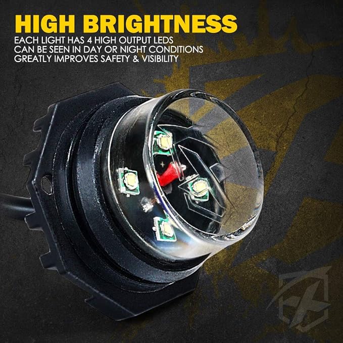 Xprite Amber LED Hideaway Strobe Lights Kit 20 Flashing Patterns w/Control Panel Headlights Taillights Fog Marker Light Mounting, for Roadside Emergency Vehicles Trucks SUV Vans 12V Cars 6 PCs