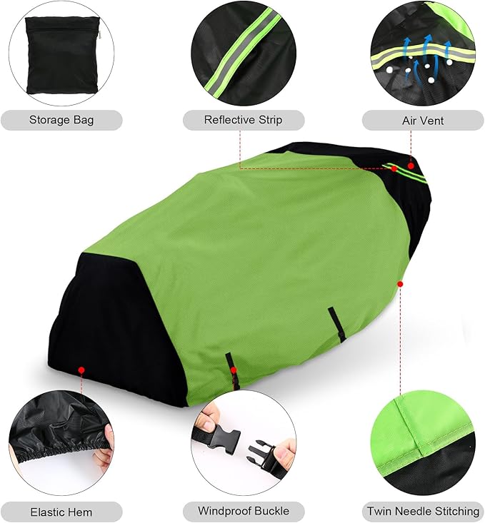 Riding Lawn Mower Cover with Bagger Attachment, Universal Fit Decks up to 62", 600D Oxford Cloth Riding Mower Cover with Windproof Buckle for Snow Rain Dust Hail Protection
