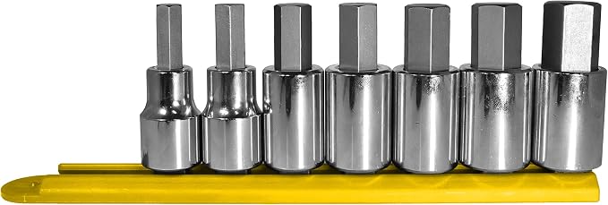 Mayhew Tools 16018 SAE Hex Socket Bit Set, Chrome Plated, 7-Piece