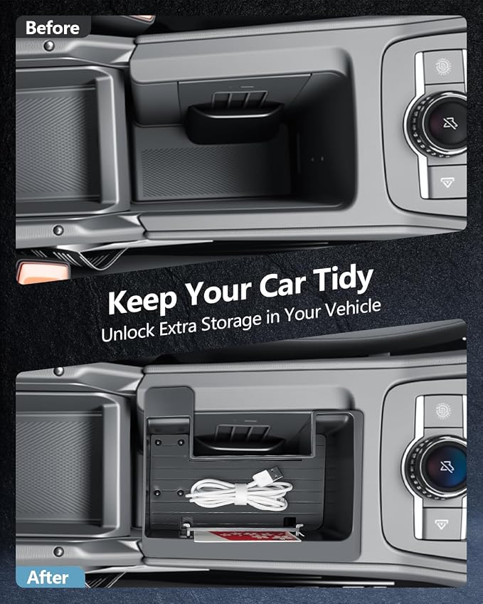 SKTU 2-Pack for 2025 2026 VW Tiguan Center Console Organizer for 2025 2026 Volkswagen Tiguan Front Console Tray VW Tiguan 2025 2026 Accessories Durable ABS Insert Console Tray Front Console Organizer