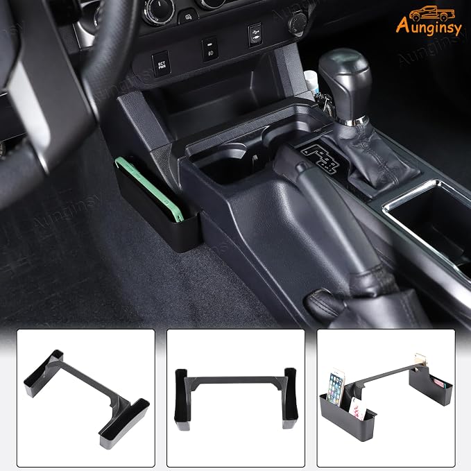Aunginsy Center Console Gear Shift Storage Box Basket Compatible with Toyota Tacoma 3rd Gen 2016-2023 Gear Shift Side Organizer Tray Armrest Storage Box ABS Accessories, Not Fit Manual Transmission