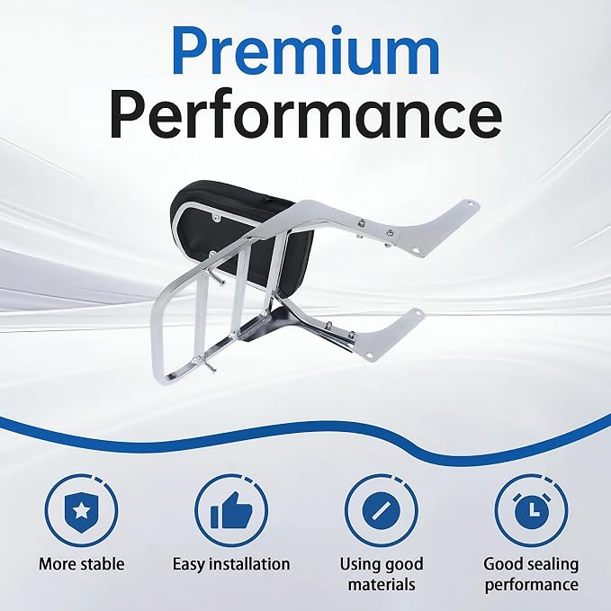 WFLNHB Passenger Backrest Sissy Bar Replacement for Honda CMX250CD 1986 | with Luggage Rack, Silver