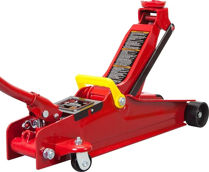 Big RED TAM825051 Torin Hydraulic Low Profile Trolley Service/Floor Jack with Single Piston Quick Lift Pump, 2.5 Ton (5,000 lb) Capacity, Red