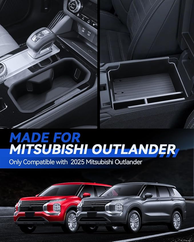 for Outlander Center Console Organizer 2025 Outlander Accessories 2 Pcs Set with Center Console Organizer + Silicone Cup Holder Durable [NOT for 2025 Outlander PHEV&Sport]