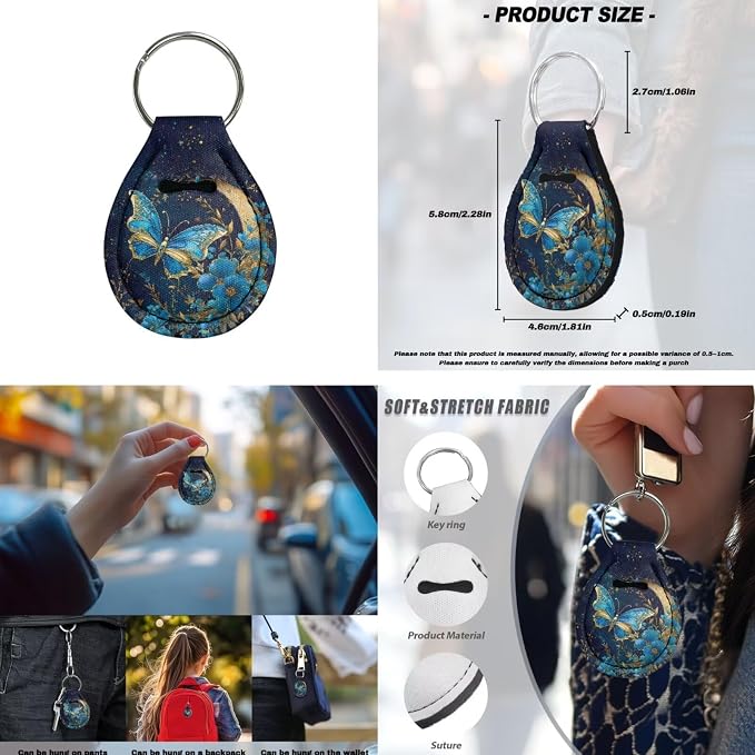 Howilath Butterfly Moon Floral Car Seat Cover Set SUV Interior Protector 13 Piece with Steering Wheel Protector/Seat Belt Cushion/Keychains/Cup Coasters Universal Fit All Seasons