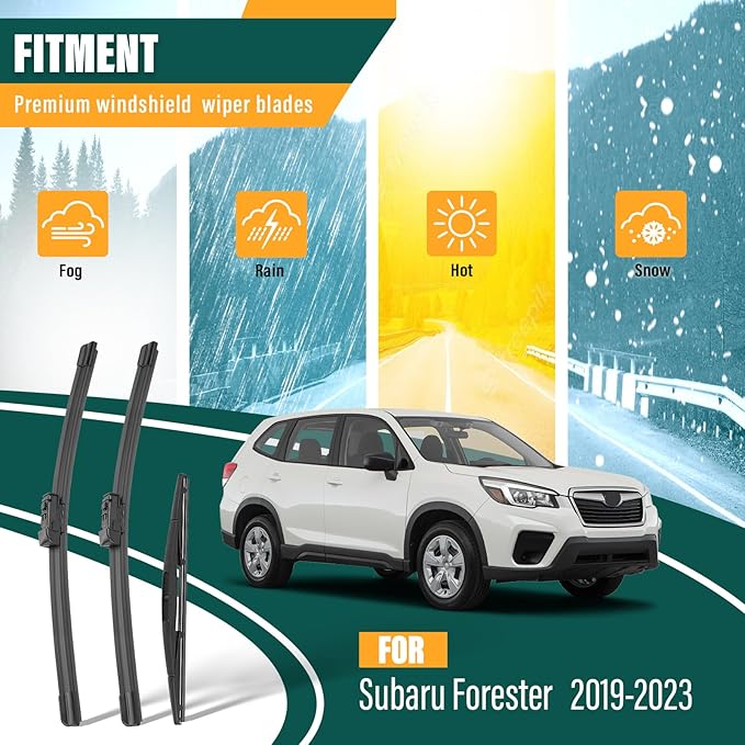 Windshield Wiper Blades Replacement for Subaru Forester 2019 2020 2021 2022 2023 Original Factory Quality Front Rear Wiper Blade Set - 26" 17" 14" (Set of 3)