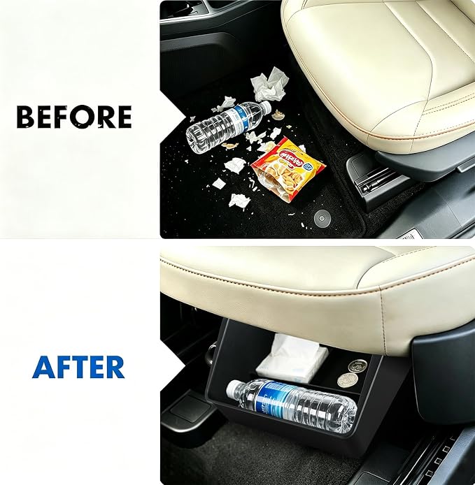 Under-Seat Storage Box for 2022-2026 Ford Maverick Power Seat, Front Row Electric Seat Underseat Organizer with Non-Slip Mat, ABS Material (Not Fit Manual Seat)