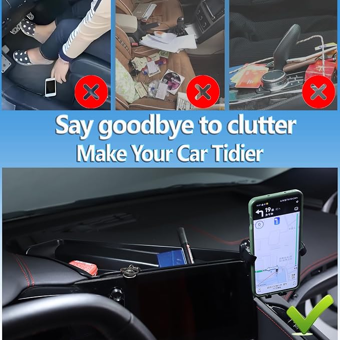 Sekhyna Navigation Screen Back Storage Box Compatible Chevrolet Corvette C8 2020-2025,Dash Organizer Tray,Center Console Phone Insert Auxiliary Storage Tray Interior Accessories (with Phone Mount D)