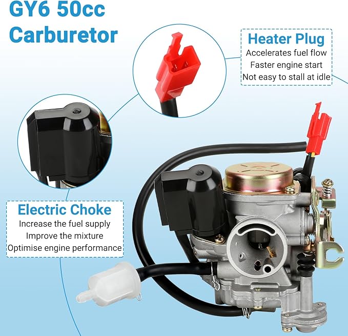 EOPOAYI GY6 50cc Carburetor for Tao tao 50cc 49cc ATM50 Pony VIP Scooter Chinese 4-Stroke Engine Moped, PD18J 139QMB Carb for CY50 Thunder Roketa Jonway Lance Parts with Intake Manifold