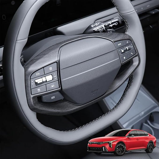 Car Steering Wheel Covers Steering Wheel Button Panel, Protection Frame Molding Trim, Compatible with KIA K4 2024-2026 Accessories (Wood Grain)