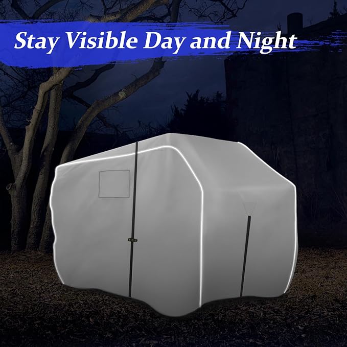ATV Covers Waterproof Outdoor Heavy Duty, ATV Cover 600D UV Resistant Tear Proof with Windproof Straps Elastic Hem, Universal Quad Cover with Reflective Strips Bag, 95" L * 50" W * 48" H, Gray