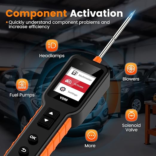 V200 Upgrade Automotive Circuit Tester, 12-24V Electrical Short Open Breaker Circuit Finder, Auto Power Circuit Probe Tester, Car Fuse Tester, 16.4Ft(5M) Cable