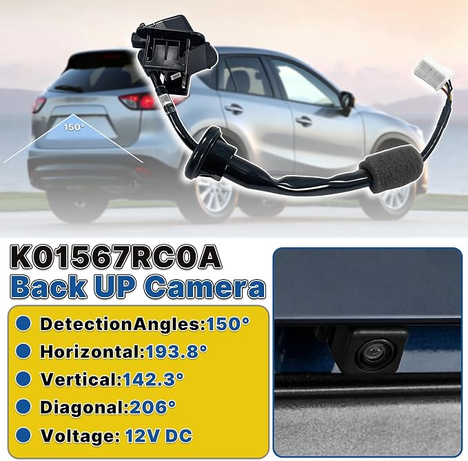 K015-67-RC0A Rear View Back Up Camera Compatible with Mazda CX-5 2013-2016 | Backup Camera with Park Assist Reverse Replace# K015-67-RC0 K01567RC0 KD33-67-RC0 KD3367RC0A KD3367RC0B KD3367RC0C
