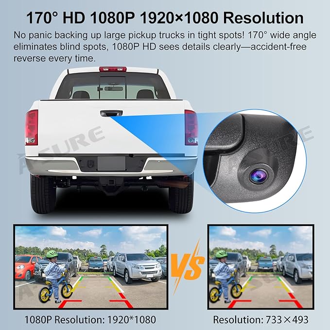 ASURE Tailgate Handle Backup Camera for Dodge Ram 1500 2500 3500 2002-2008, 1080P HD Rear View Camera 170° Wide Angle, Starlight Night Vision, Truck Backup Camera Waterproof for Parking Towing