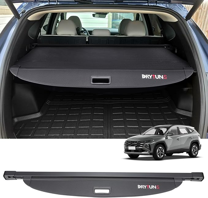 Cargo Cover for Hyundai Tucson 2022-2026, Retractable Trunk Cover Privacy Shade for 22-26 Hyundai Tucson (Carbon Fiber Leather)