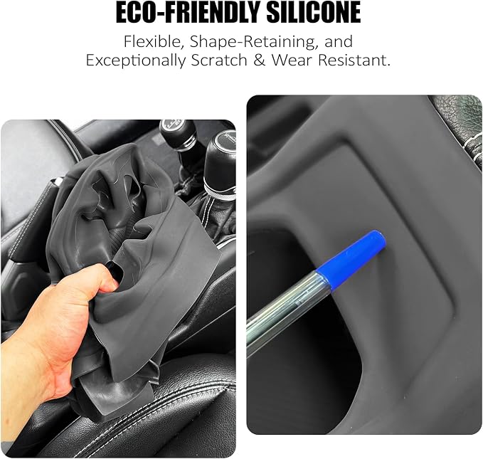Silicone Center Console Gear Shift Panel Trim Cover for Jeep Wrangler JL/JLU/Gladiator JT 2018-2026, with Non-Slip Cup Holder Mat & Side Organizer Tray, Car Interior Storage Box Accessories