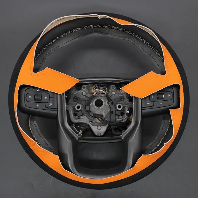 MEWANT Hand Stitch 3D Style Steering Wheel Protector Wrap Cover for GMC Sierra 1500 2019-2023/Sierra 1500 Limited 2022/Sierra 2500 2020-2024/Sierra 3500 2020-2024/Yukon 2021-2023