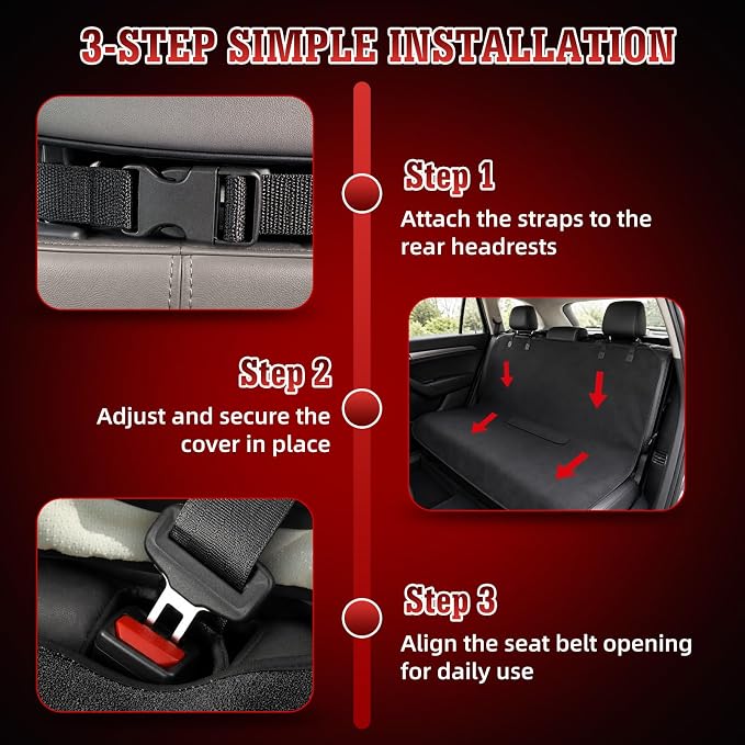 Car Seat Cover Towel, Waterproof Sweat Absorbent Back Seat Protector for Sedans SUVs & Minivans, Non-Slip Machine Washable Rear Bench Cover for Post-Gym, Beach, Pets & Kids (Black)