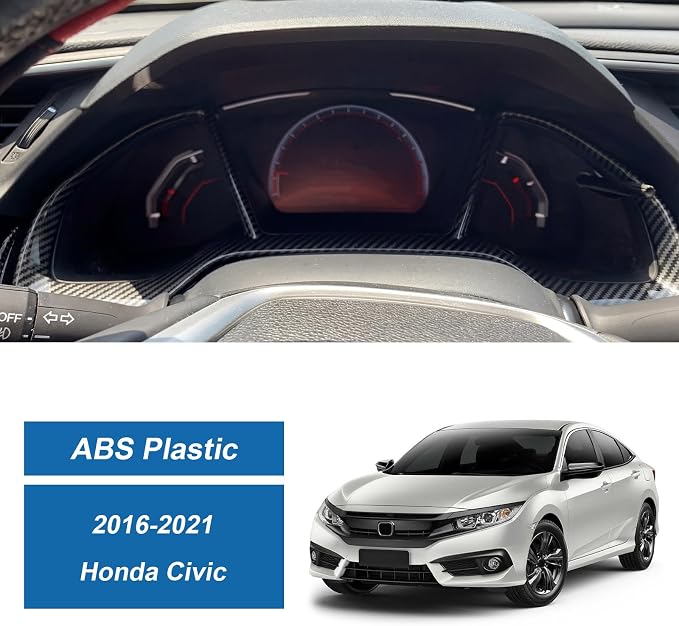 Carbon Fiber Console Center Dashboard Panel Cover Compatible with Honda Civic 10th Gen 2016-2021