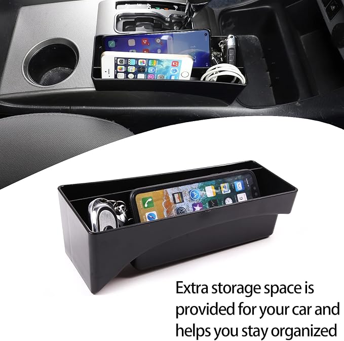 Lcojicep Car Central Control Tray Storage Box Organizer Compatible with Toyota Tacoma 2006-2015 Center Console Gear Shift Side/Water Cup Holder Organizer， Storage Box Tray (Gear Side Storage Box)