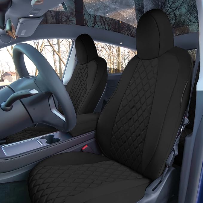 FH Group Custom Fit Car Seat Covers Specifically Made for 2020-2025 Tesla Model Y Ultraflex Neoprene Water Resistant Automotive Seat Covers - Full Set Black