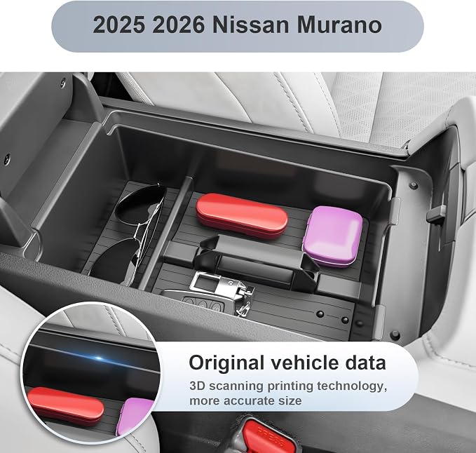 SKTU for 2025 2026 Nissan Murano Center Console Organizer for 2025 2026 Nissan Murano (SV/SL/Platinum) Console Tray Nissan Murano 2025 2026 Accessories ABS Durable Insert Console Organizer