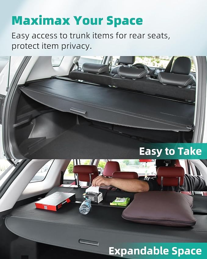 SCITOO Cargo Cover Shade 2018-2024 Fit for Nissan LEAF Accessories Rear Trunk Anti-Peeping Privacy Security Shade Luggage Cover