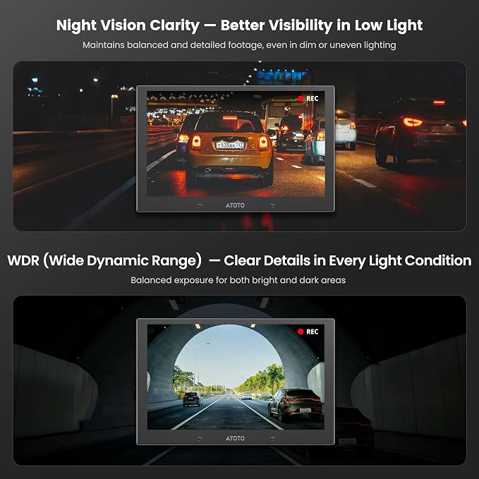 ATOTOZONE AHD1080P 30fps Front Camera,147.2° Wide Angle, Starlight Night Vision, WDR,G‑Sensor,Loop Recording,Compatible with V10, S8 GEN4, S8L Floating Screen Series, AC-HD30FHU