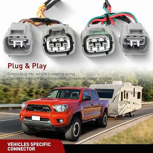 Nilight 4 Pin Trailer Wiring Harness Kit 55513 Compatible with Toyota 2005 2006 2007 2008 2009 2010 2011 2012 2013 2014 2015 Tacoma 2008-2012 Hilux 1993 1994 1995 1996 1997 1998 T100 Tow Hitch