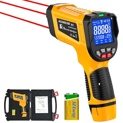 -58°F to 3992°F Infrared Thermometer Gun,Triple Laser, 50:1 D/S | Built for Foundries, Furnaces & Metal Casting • 3992°F High-Temperature Range • Data Logging