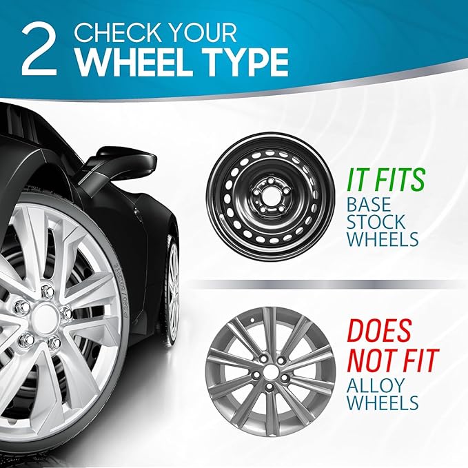 BDK 16 Inch Hubcaps Set of 4 – OEM Replacement Snap-On Wheel Rim Covers - Universal Fit Car Wheel Cover for Cars, Trucks, SUV, Vans Durable ABS Silver 10-Spoke Hub-Cap Car Accessories Exterior